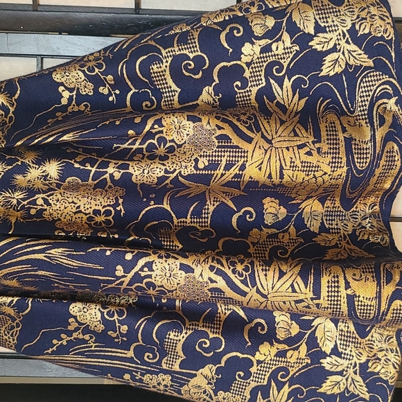 Anthropologie Eva Franco Navy Blue & Gold Tapestry Party Dress sz 2 - Picture 3 of 12